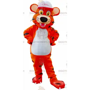 Tiger BIGGYMONKEY™ Mascot Costume with White Cap -