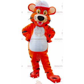 Tijger BIGGYMONKEY™ mascottekostuum met witte muts -