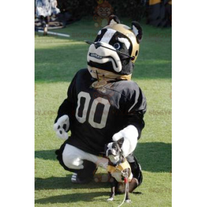 Black and White Dog BIGGYMONKEY™ Mascot Costume with Helmet and