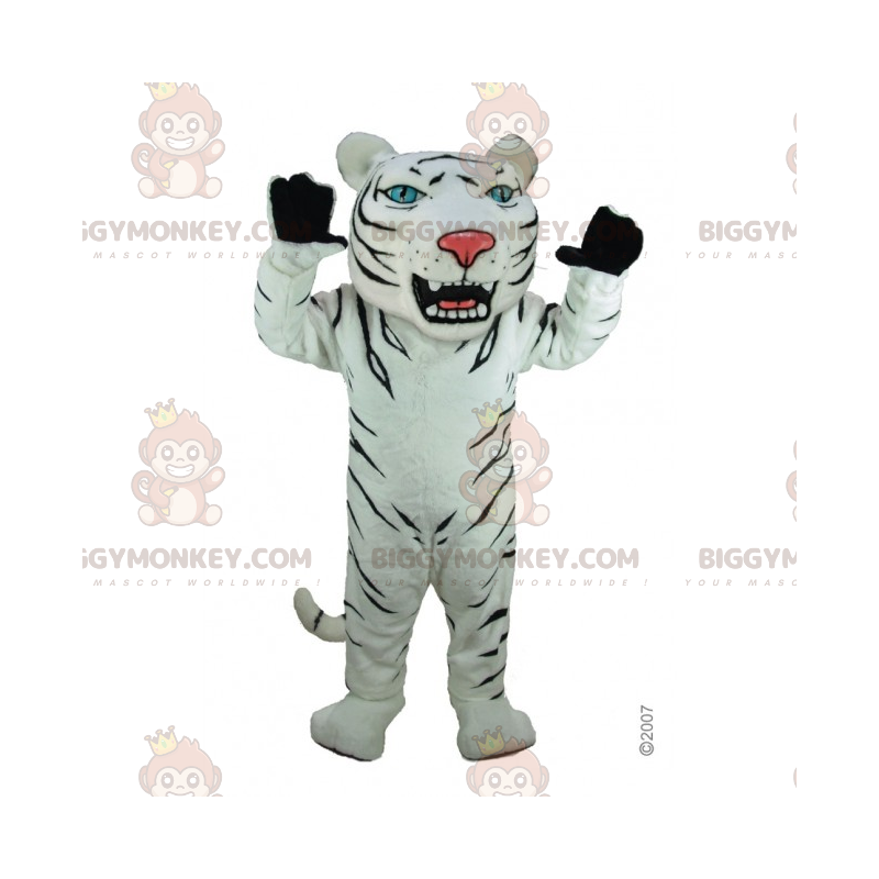 Costume de mascotte BIGGYMONKEY™ de tigre blanc et noir - Costume de mascotte BIGGYMONKEY™ de tigre blanc et noir -