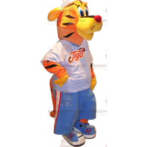 Tiger BIGGYMONKEY™ Maskottchenkostüm in Sportbekleidung -