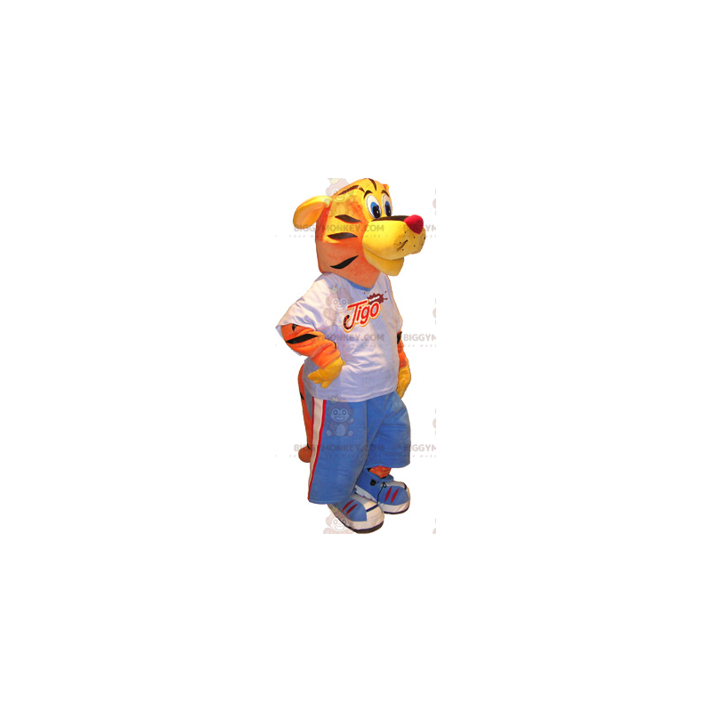 Disfraz de mascota Tiger BIGGYMONKEY™ en ropa deportiva - Disfraz de mascota Tiger BIGGYMONKEY™ en ropa deportiva -