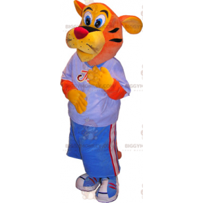Costume de mascotte BIGGYMONKEY™ de tigre en tenue de sport -