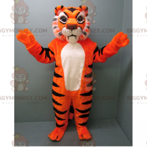 BIGGYMONKEY™ Maskottchen-Kostüm mit orangefarbenem Tiger und