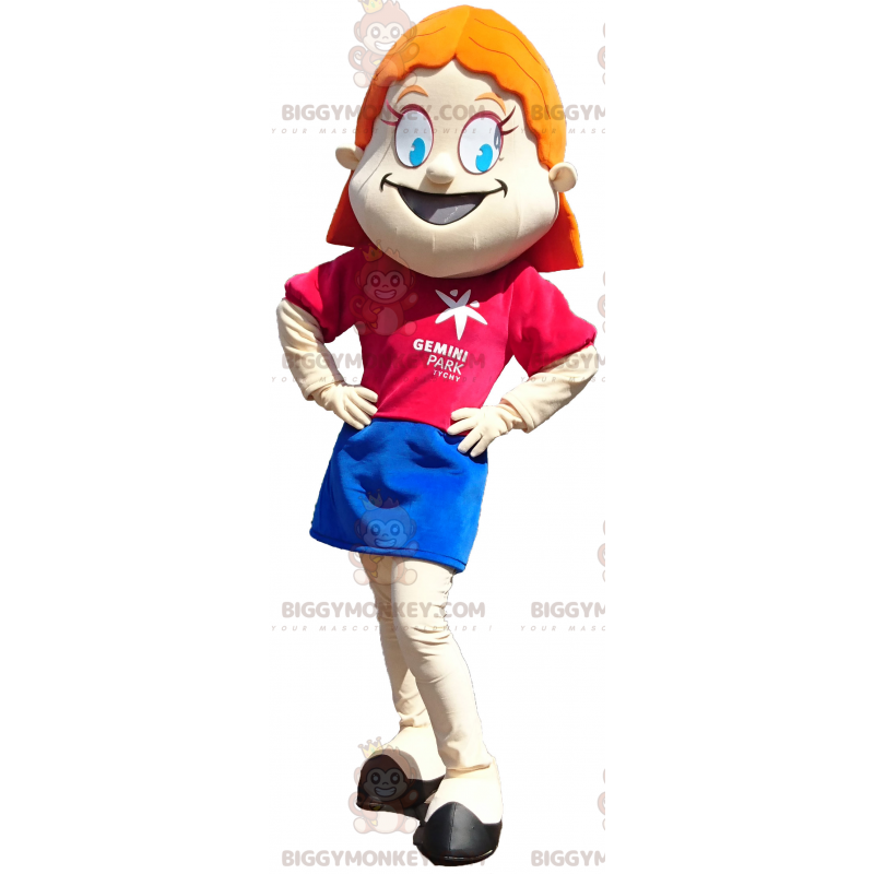 Costume de mascotte BIGGYMONKEY™ de tigre orange et yeux ronds Costume de mascotte BIGGYMONKEY™ de tigre orange et yeux ronds