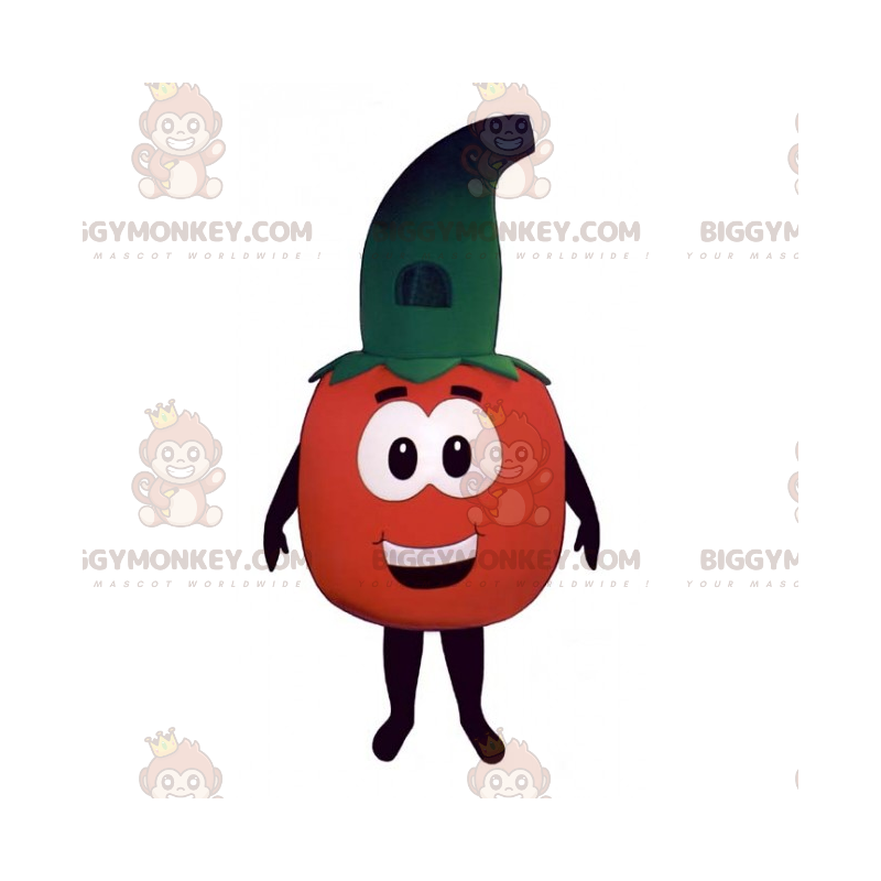 Tomato BIGGYMONKEY™ Mascot Costume with Witch Hat – Tomato BIGGYMONKEY™ Mascot Costume with Witch Hat –
