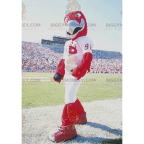 BIGGYMONKEY™ Mascot Costume Red Eagle In White Sportswear -