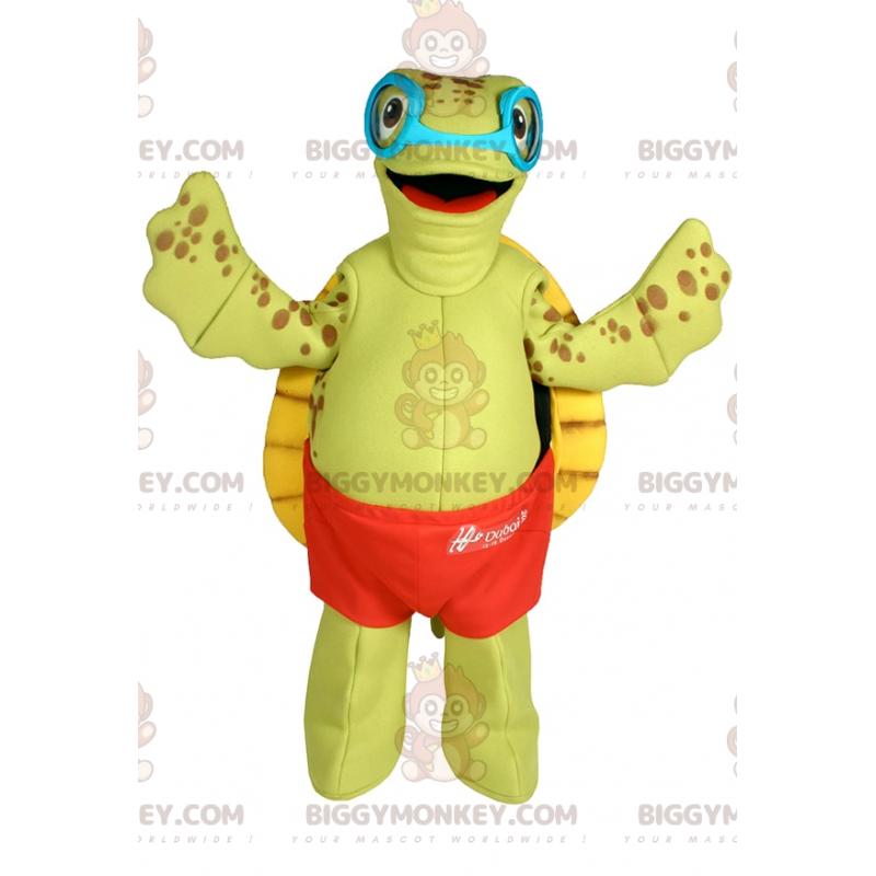 Turtle BIGGYMONKEY™ Mascot Costume with Swimsuit and Goggles -