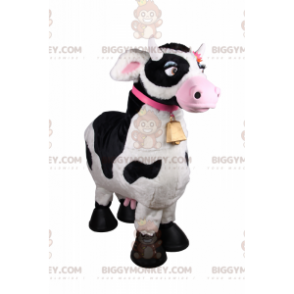 Kostým maskota Cow BIGGYMONKEY™ s růžovým límcem a zvonkem - Krávy maskoti - BIGGYMONKEY_017010 - BiggyMonkey.com