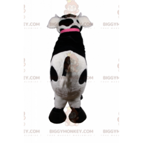 Cow BIGGYMONKEY™ Mascot Costume with Pink Collar and Bell -