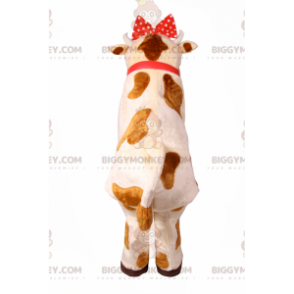 Ku BIGGYMONKEY™ maskotkostyme med rød sløyfe og klokke - Kumaskot - BIGGYMONKEY_017011 - BiggyMonkey.com