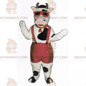 Cow BIGGYMONKEY™ Mascot Costume in Bermuda Shorts and