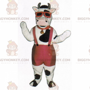 Costume da mascotte da mucca BIGGYMONKEY™ in bermuda e bretelle