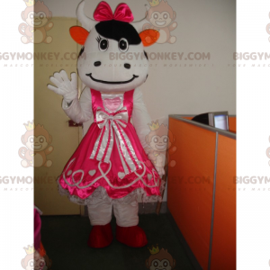 Costume de mascotte BIGGYMONKEY™ de vache en robe de princesse