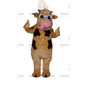 Brown Cow BIGGYMONKEY™ Mascot Costume With Gray Sunglasses -