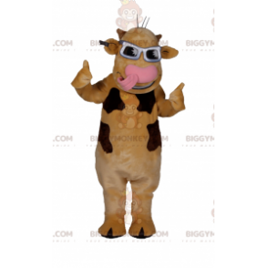 Brown Cow BIGGYMONKEY™ Mascot Costume With Gray Sunglasses - Cow Mascots - BIGGYMONKEY_017017 - BiggyMonkey.com