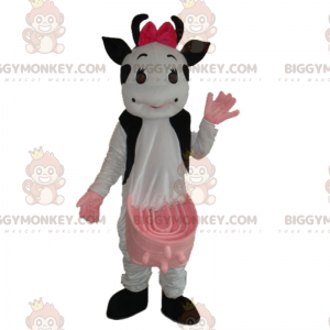 Costume de mascotte BIGGYMONKEY™ de vachette avec nœud rose -