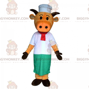 Kuh-BIGGYMONKEY™-Maskottchen-Kostüm im Koch-Outfit -