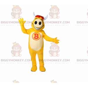 Keltainen lehmännahkainen BIGGYMONKEY™ maskottiasu -