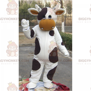 Στολή μασκότ αγελάδας BIGGYMONKEY™ με Καφέ Μύτη