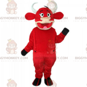 Röd kohud BIGGYMONKEY™ maskotdräkt med overall - BiggyMonkey