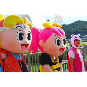 2 BIGGYMONKEY™s very colorful girl and boy mascot manga style -