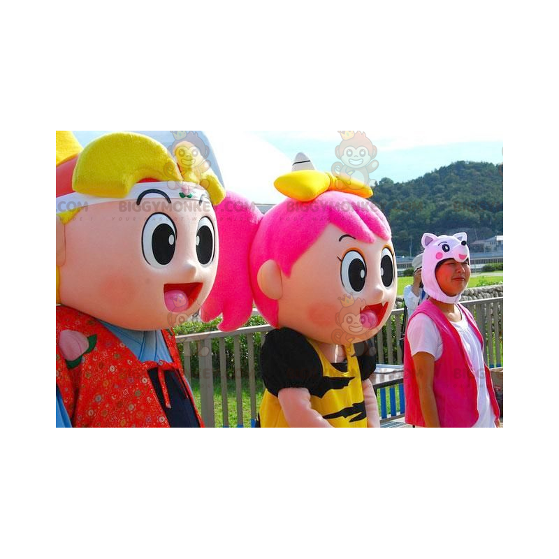 2 BIGGYMONKEY™s very colorful girl and boy mascot manga style - 2 BIGGYMONKEY™s very colorful girl and boy mascot manga style -