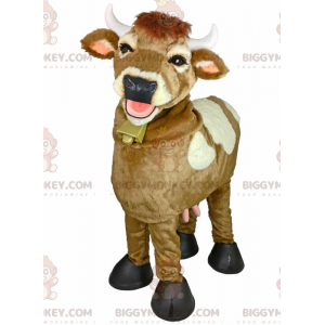 BIGGYMONKEY™ smilende ko-maskotkostume med halsklokke -