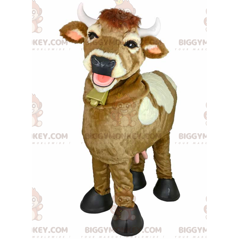 BIGGYMONKEY™ Costume da mascotte di mucca sorridente con BIGGYMONKEY™ Costume da mascotte di mucca sorridente con