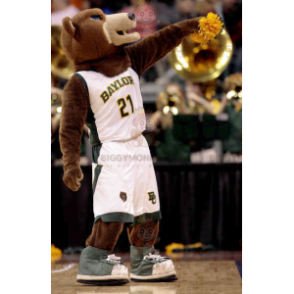 Brown Bear BIGGYMONKEY™ Mascot Costume In White Sportswear -
