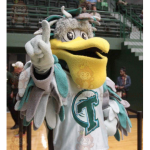 BIGGYMONKEY™ Mascot Costume of Gray and Green Pelican with Big