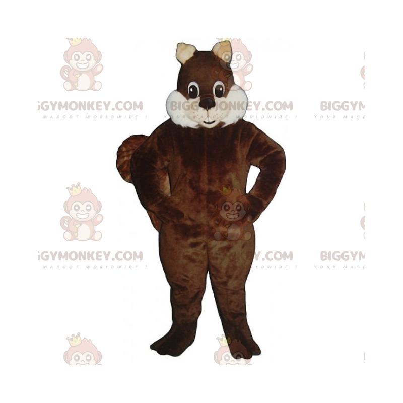 BIGGYMONKEY™ Squirrel -maskottiasu, jossa pehmeät valkoiset BIGGYMONKEY™ Squirrel -maskottiasu, jossa pehmeät valkoiset