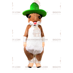 Στολή μασκότ Squirrel BIGGYMONKEY™ με μεγάλο πράσινο καπέλο -