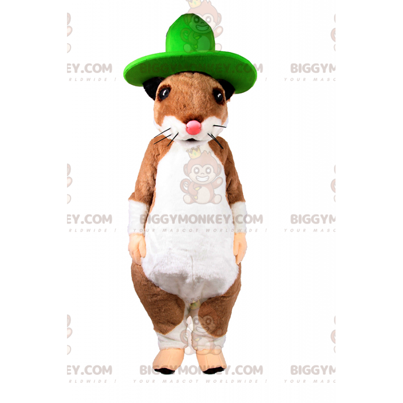 Ekorre BIGGYMONKEY™ maskotdräkt med stor grön hatt - Ekorre BIGGYMONKEY™ maskotdräkt med stor grön hatt -