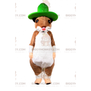 Squirrel BIGGYMONKEY™ Mascot Costume With Big Green Hat -