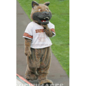 Wicked Looking Brown and Gray Wolf Dog BIGGYMONKEY™ Mascot