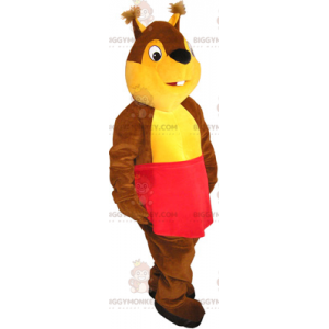Disfraz de mascota de ardilla BIGGYMONKEY™ con delantal rojo -