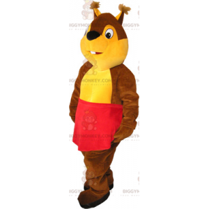 Στολή μασκότ Σκίουρος BIGGYMONKEY™ με κόκκινη ποδιά