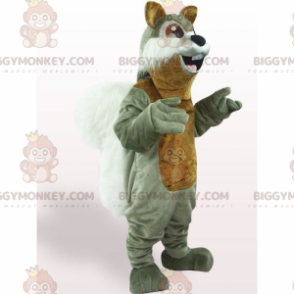 BIGGYMONKEY™ maskottiasu Harmaa orava, jossa on ruskeat silmät