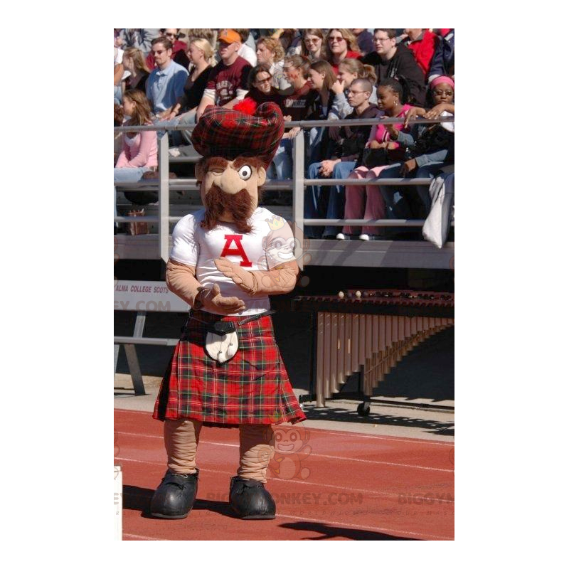 Traje de mascote kilt xadrez escocês bigodudo BIGGYMONKEY™ – Traje de mascote kilt xadrez escocês bigodudo BIGGYMONKEY™ –