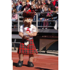 BIGGYMONKEY™ Mustachioed Scottish Plaid Kilt Mascot Costume -