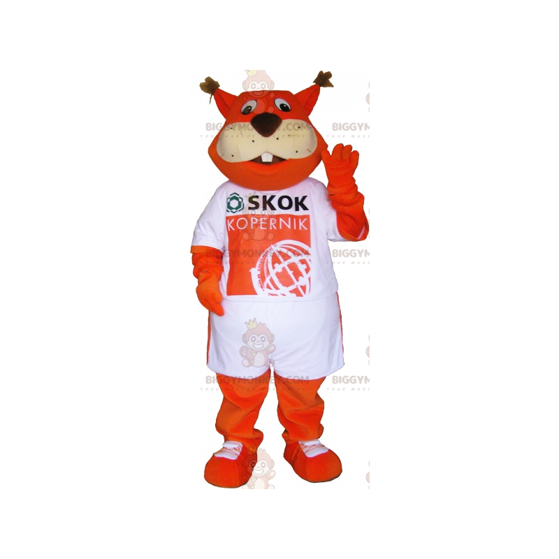 Kostium maskotki czerwonej wiewiórki BIGGYMONKEY™ z białą Kostium maskotki czerwonej wiewiórki BIGGYMONKEY™ z białą
