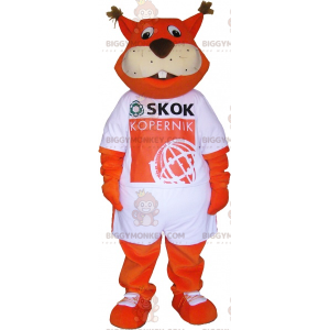 Κόκκινη στολή μασκότ BIGGYMONKEY™ με λευκά αθλητικά ρούχα -