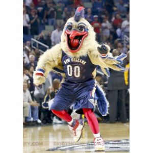 BIGGYMONKEY™ Big Blue and Red Beige Bird Mascot Costume –