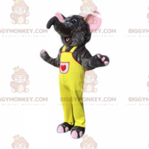 Elephant BIGGYMONKEY™ maskottiasu keltaisilla haalareilla - Elefantti-maskotit - BIGGYMONKEY_017116 - BiggyMonkey.com