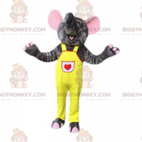 Elephant BIGGYMONKEY™ maskottiasu keltaisilla haalareilla - Elefantti-maskotit - BIGGYMONKEY_017116 - BiggyMonkey.com