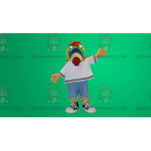 Traje de mascote multicolorido de cachorro papagaio