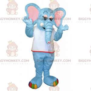 Blue Elephant and Rainbow Feet BIGGYMONKEY™ Mascot Costume -