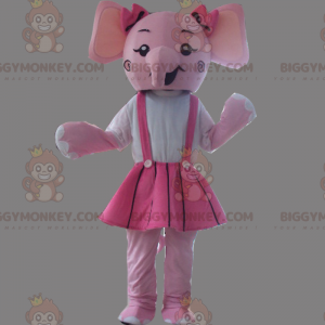 Pink Elephant BIGGYMONKEY™ Mascot Costume In Dress -