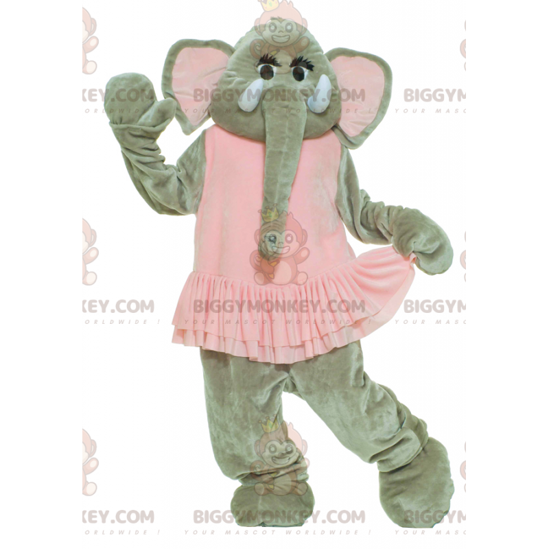 BIGGYMONKEY™ Mascot Costume Gray Elephant In Pink Dress – BIGGYMONKEY™ Mascot Costume Gray Elephant In Pink Dress –